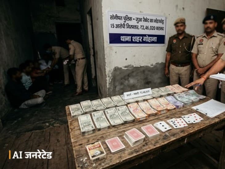 सोनीपत के गोहाना में जुए के अड्डे पर पुलिस का छापा, 15 आरोपी गिरफ्तार और 2.46 लाख रुपये बरामद