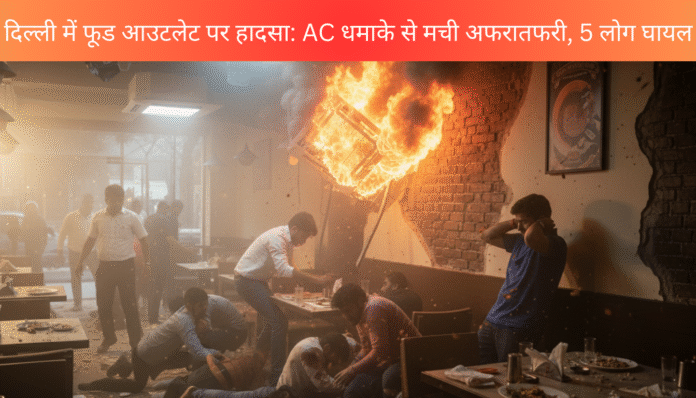 दिल्ली में फूड आउटलेट पर हादसा: AC धमाके से मची अफरातफरी, 5 लोग घायल