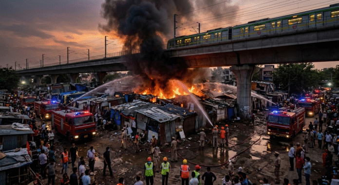 Delhi News: दिल्ली के रिठाला मेट्रो स्टेशन के पास भीषण आग, करीब 50 झुग्गियां जलकर राख