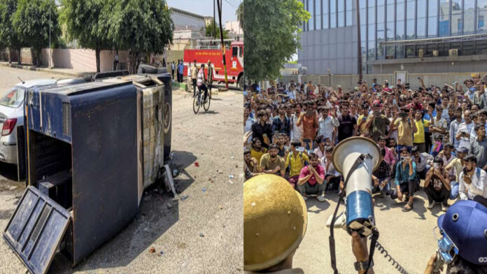 नोएडा में मजूदरों का हिंसक तांडव: दिल्ली पुलिस 'हाई अलर्ट' पर; सीमाओं पर सुरक्षा सख्त, गाड़ियों की सघन चेकिंग से लगा लंबा जाम