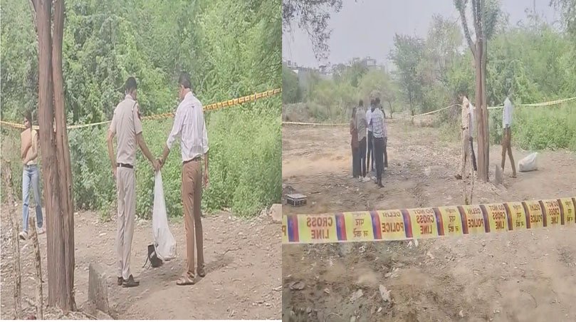 बेगमपुर में युवक की हत्या के बाद जांच करती दिल्ली पुलिस।