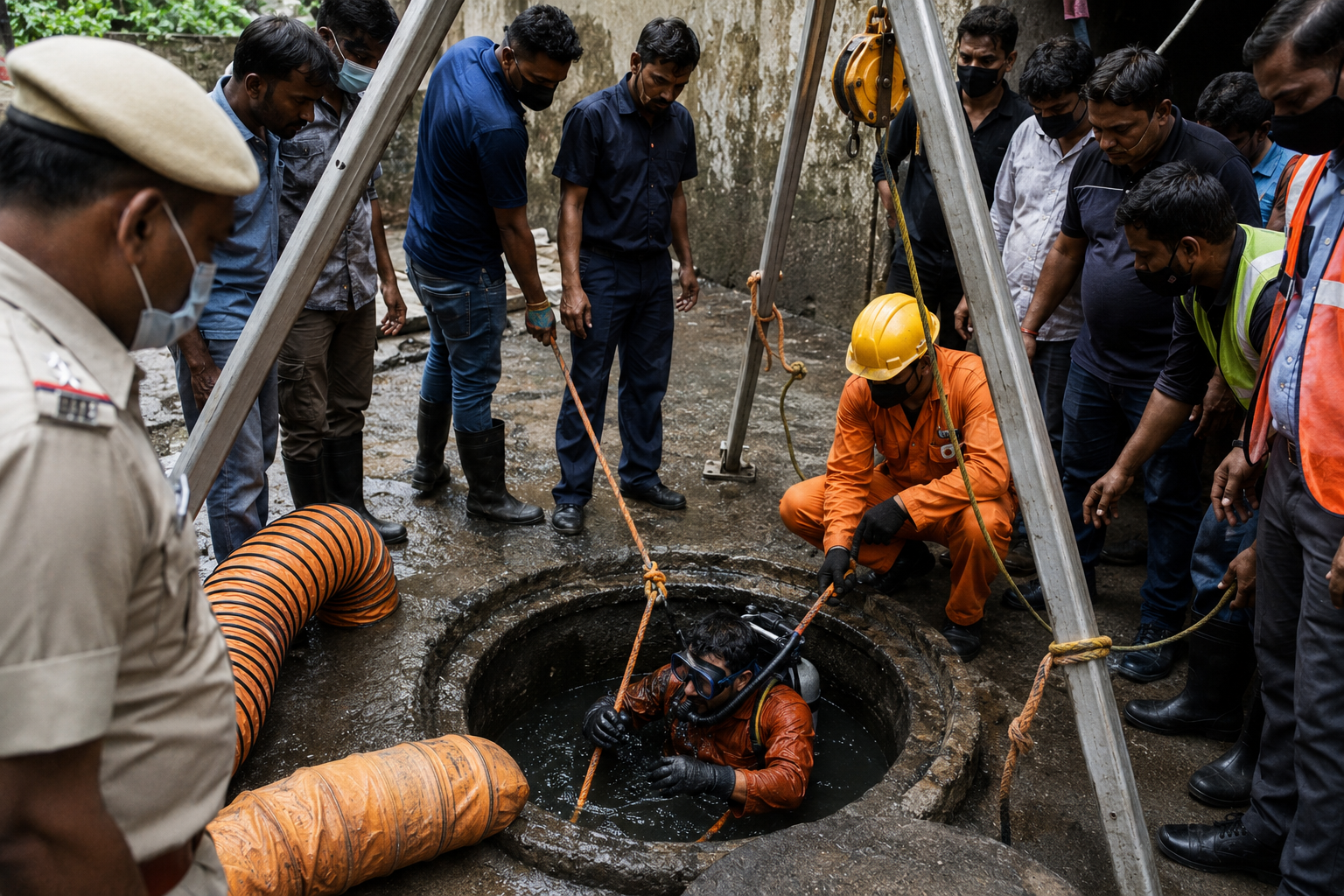सेप्टिक टैंक हादसे के बाद राहत एवं बचाव अभियान को दर्शाती सांकेतिक तस्वीर।