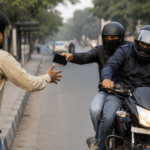 दिल्ली में बाइक सवार बदमाशों ने राहगीर से मोबाइल झपटा।