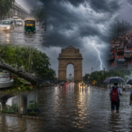 भारी बारिश के बाद दिल्ली-एनसीआर में जलभराव और ट्रैफिक जाम।